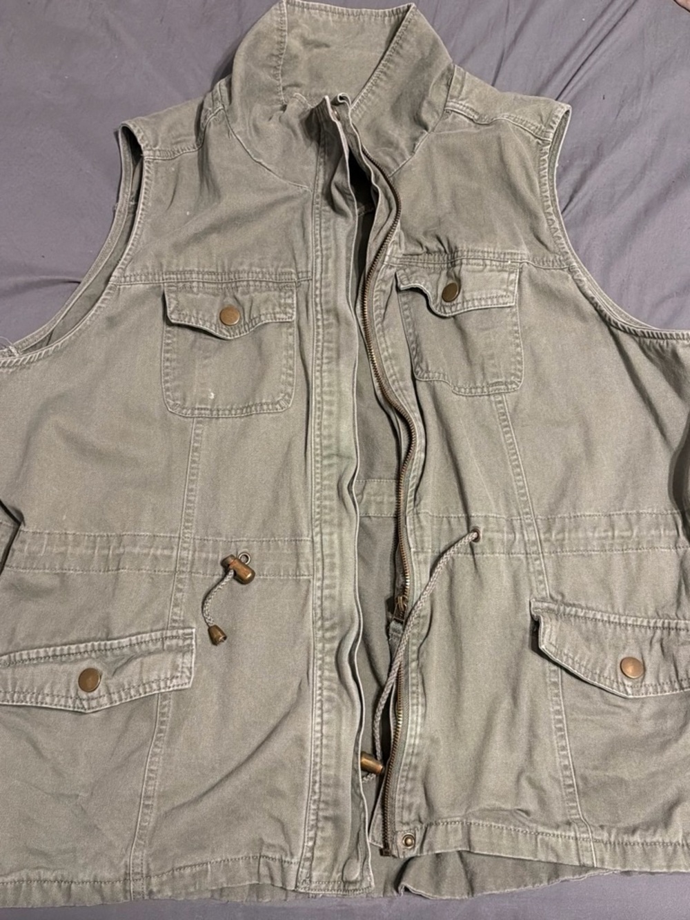 Ashley By 26 International Olive Utility Vest with Drawcord